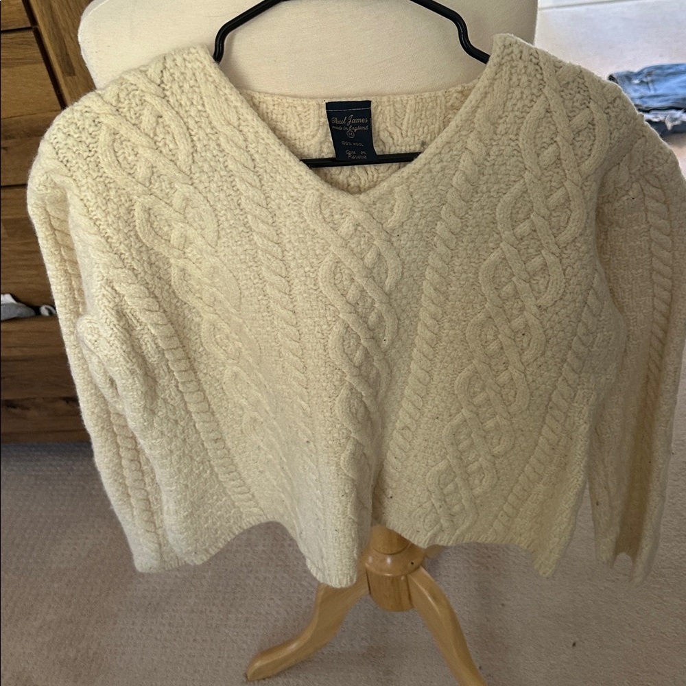 Vintage Paul James Cream Cable Knit Sweater